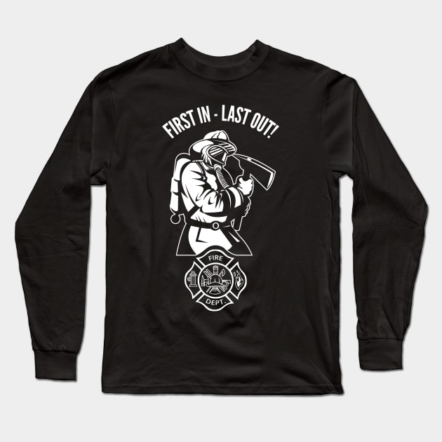 Firefighter Fireman Fire Department Sex Appeal Retro T-Shirt Long Sleeve T-Shirt by stearman